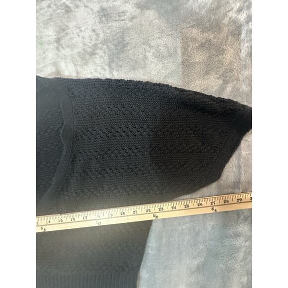 Fashion Bug 1X Black Knit Shrug Cardigan Short Sleeve Ramie Cotton Open Weave - Picture 5 of 8